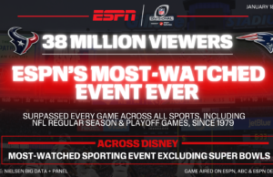 Texans vs Patriots rompe récord histórico y se convierte en la transmisión más vista de ESPN
