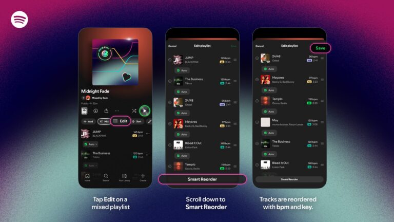 Spotify lanza Smart Reorder para reorganizar playlists por BPM y tonalidad