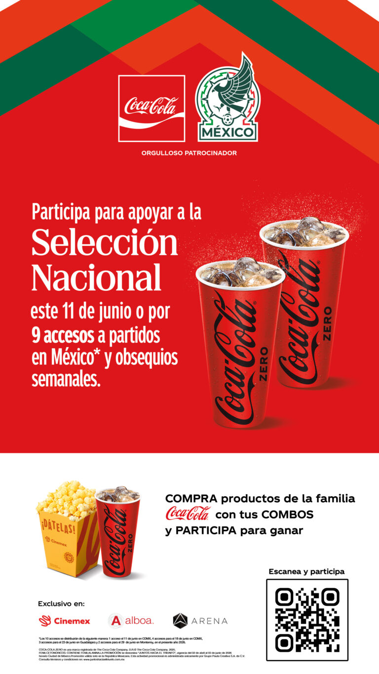 Coca-Cola lanza promoción con Cinemex para ganar accesos a partidos de la Selección Nacional de México